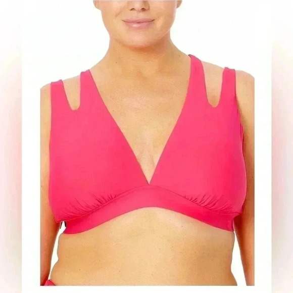 Time and Tru Pink Cutout Bikini Swimsuit Top Plus Size 1X (16W-18) - Picture 4 of 5